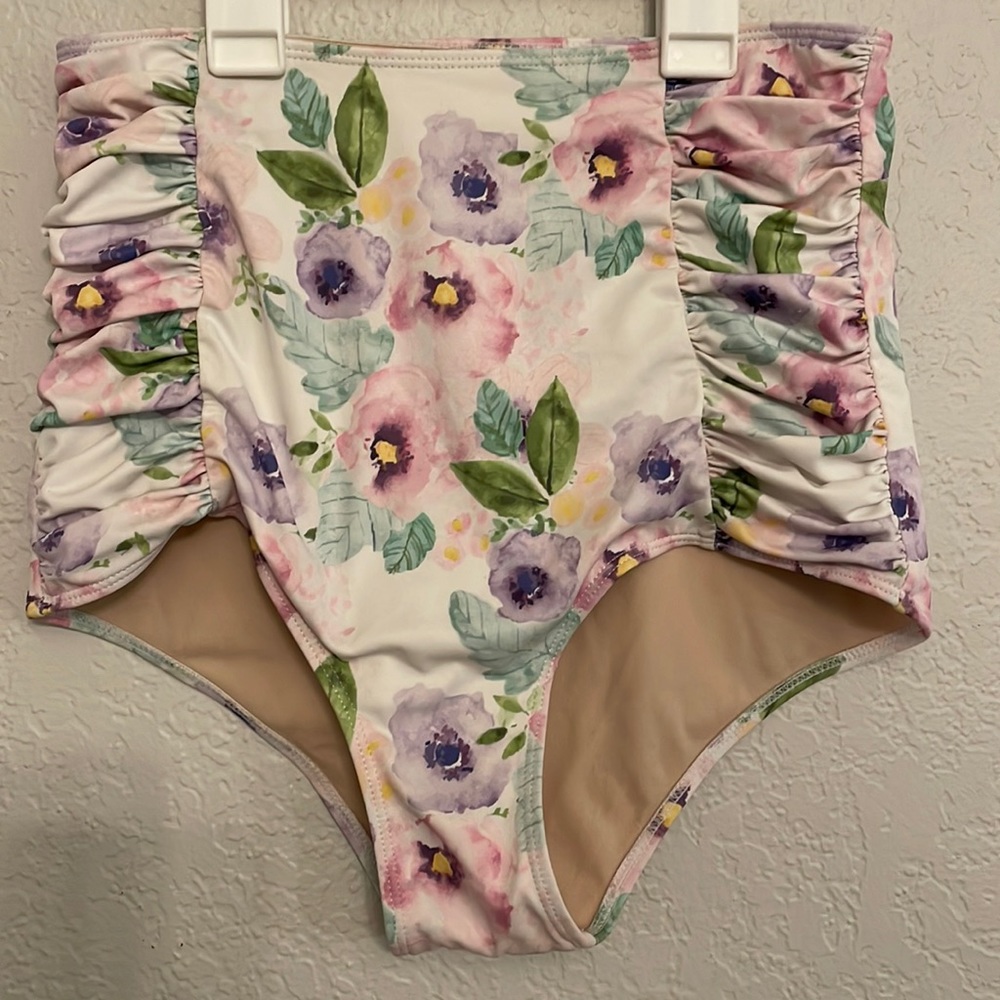 Kortni Jeane Floral Extended High-Waisted Swim Bottoms